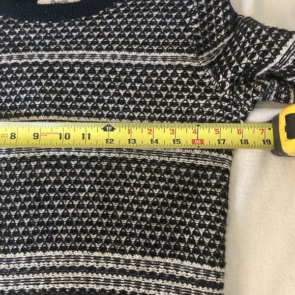 Madewell Black White Fine Knit Crew Neck Pullover Sweater Small - Picture 13 of 16